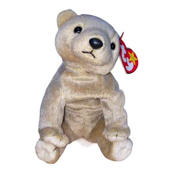 Ty Beanie Baby "Almond" Bear Plush Collectible Toy April 14 1999 Retired Cream T - Picture 1 of 9